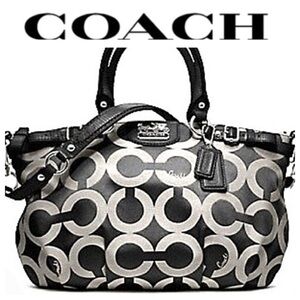 COACH Madison OP Art  Black Lurex Sophia Satchel Y2K NWOT $328 Limited Edition